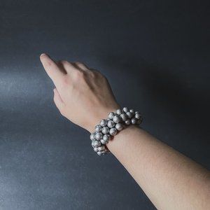 Premier Designs Silver Tone Chunky Ball Beaded Statement Cluster Chain Bracelet